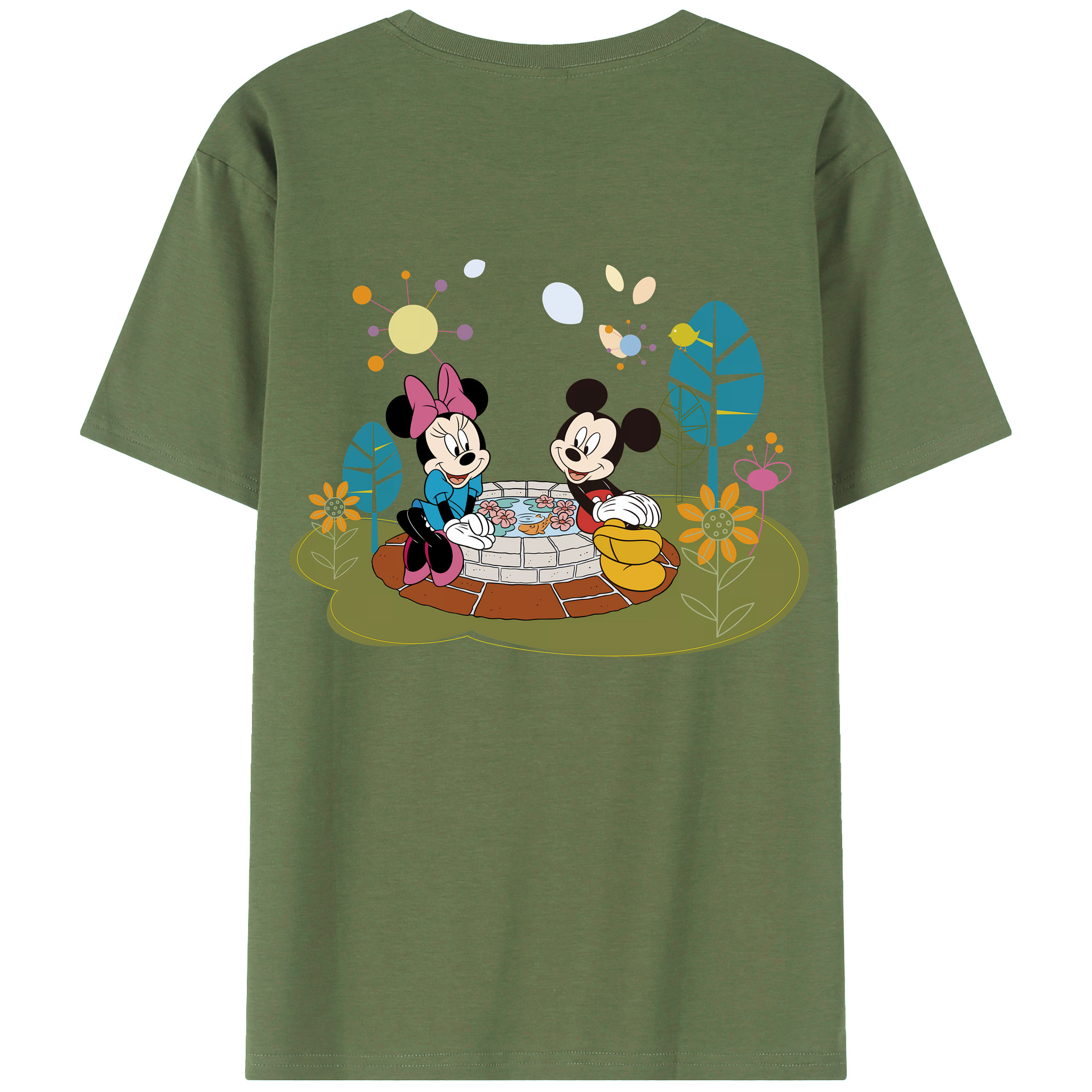（画像用） ミッキーマウス Mickey Mouse 綿100％ メンズ半袖Tシャツ（バックプリント） 通気性